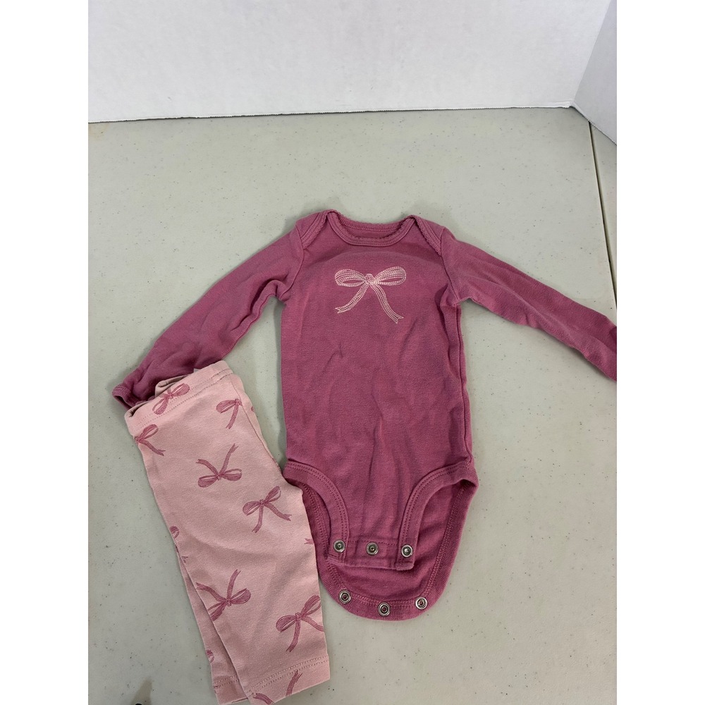 Carters Rabbit Bear‎ Baby Girl 0-3M Bodysuit Pants Set Bundle 6pc Pink Cream - Picture 6 of 7